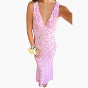 Spitzen-Maxikleid - Damen Stil mit V-Ausschnitt und Eleganz