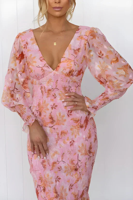 Florales Midikleid für Damen | Elegantes Sommerkleid aus hochwertigem, leichtem Stoff