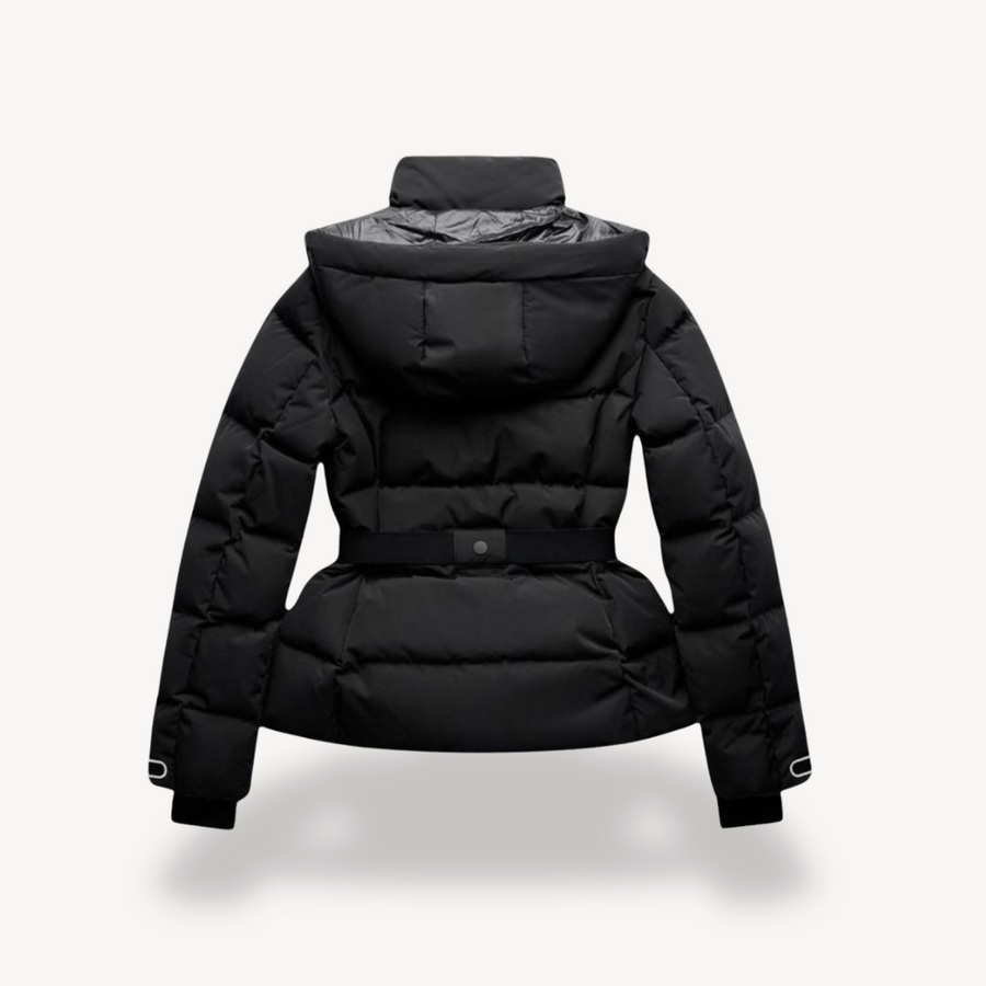 Winterjacke Damen Kurz | Steppjacke mit Gürtel und Hohem Kragen