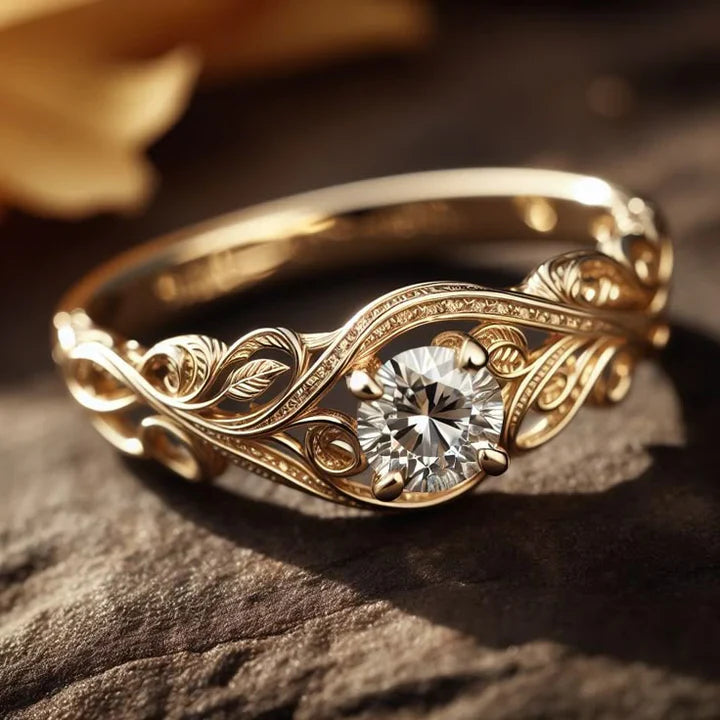 Goldener Ring mit Kristallblüten