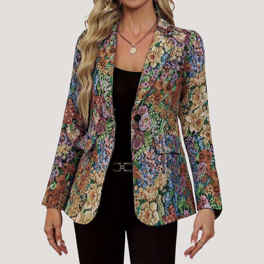 Damenblazer mit Jacquard-Blumenmuster
