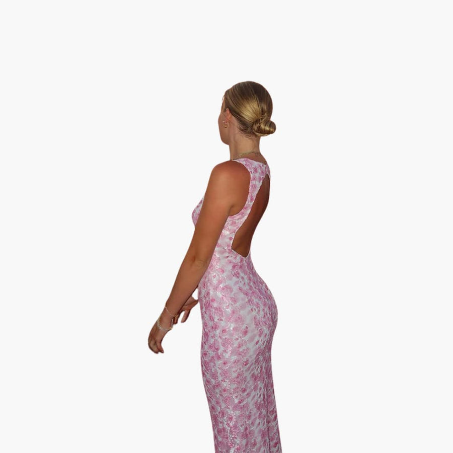 Spitzen-Maxikleid - Damen Stil mit V-Ausschnitt und Eleganz