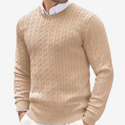 Florian | Herren Frühling Rundhals Strickpullover mit Zopfmuster