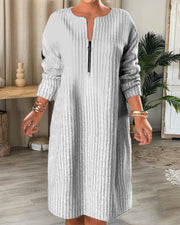 Frisch  - Lässiges Rippstrickkleid mit Reißverschluss | Strickkleid mit bequemer Passform und Frontreißverschluss