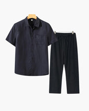 Lincoln | Old Money Herren Leinen-Set mit Kurzarmhemd & Sommerhose