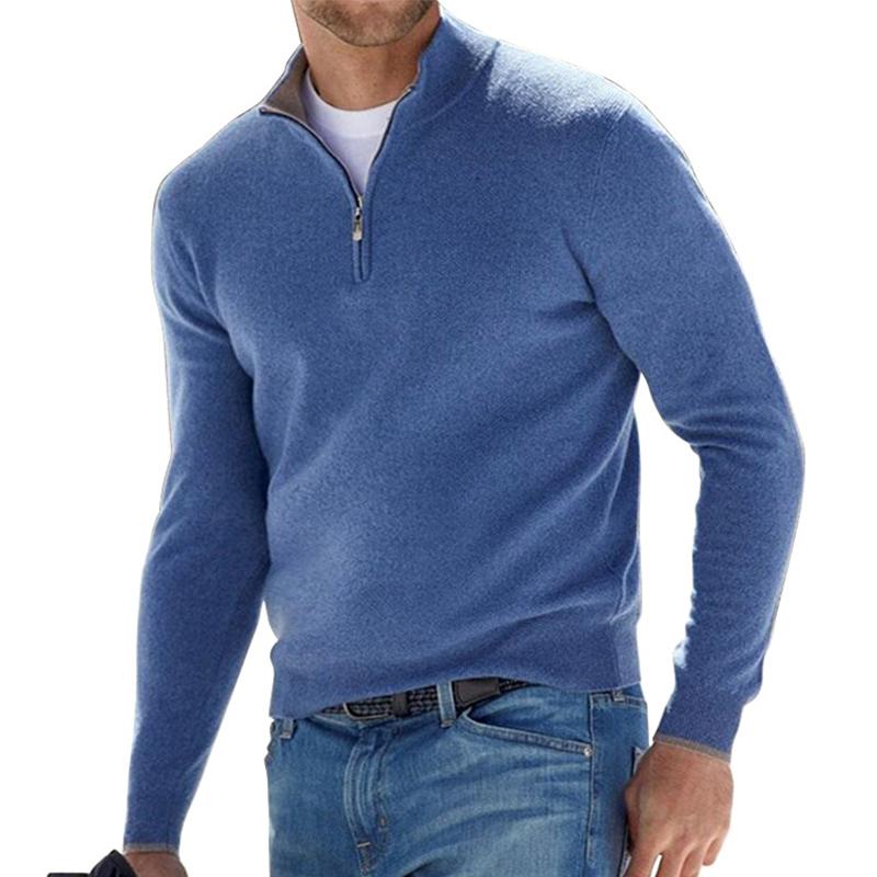 Lässiger Herrenpullover Mit Halbem Reißverschluss | Langarm