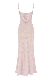 Elegantes Maxikleid mit 3D-Rosen & Rückenausschnitt