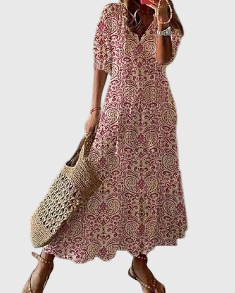Theresa | Damen Boho Vintage Sommer Maxikleid – Boho Maxi Vintage Sommer 2026