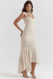Arabella Kleid – Elegantes Korsett-Maxikleid mit Rüschen