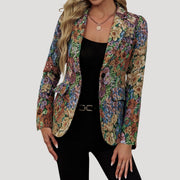 Damenblazer mit Jacquard-Blumenmuster