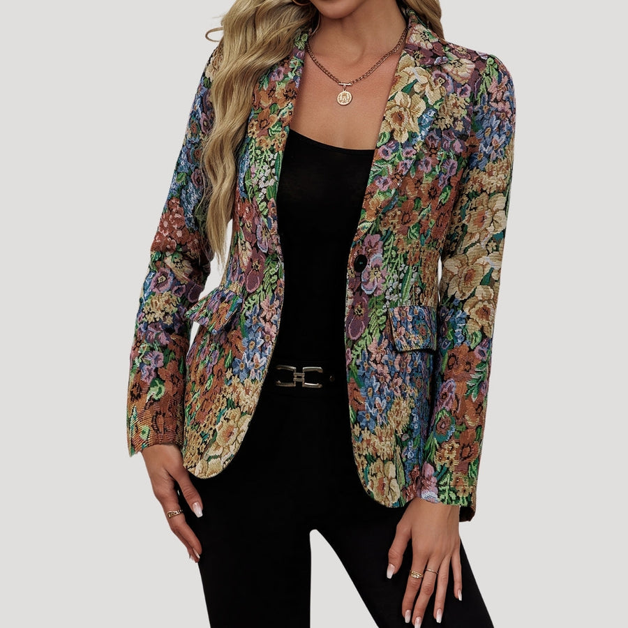 Damenblazer mit Jacquard-Blumenmuster