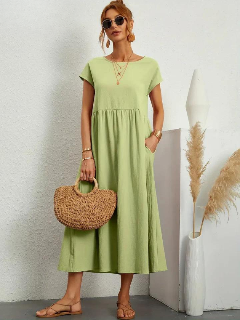 Ruby | Elegantes Essentielles Kleid aus Baumwolle und Leinen