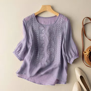 Gretchen - Stilvolle bestickte Bluse mit 3/4-Ärmeln für Damen