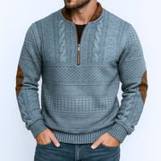 Adrian Strickpullover mit Reißverschlussdetail | Blau