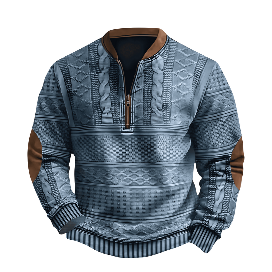 Adrian Strickpullover mit Reißverschlussdetail | Blau