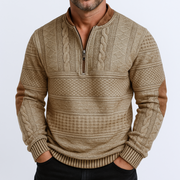 Adrian Strickpullover mit Reißverschlussdetail | Khaki