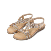 Damen Sandalen im Boho-Stil mit glitzernden Applikationen Heidi-Mode