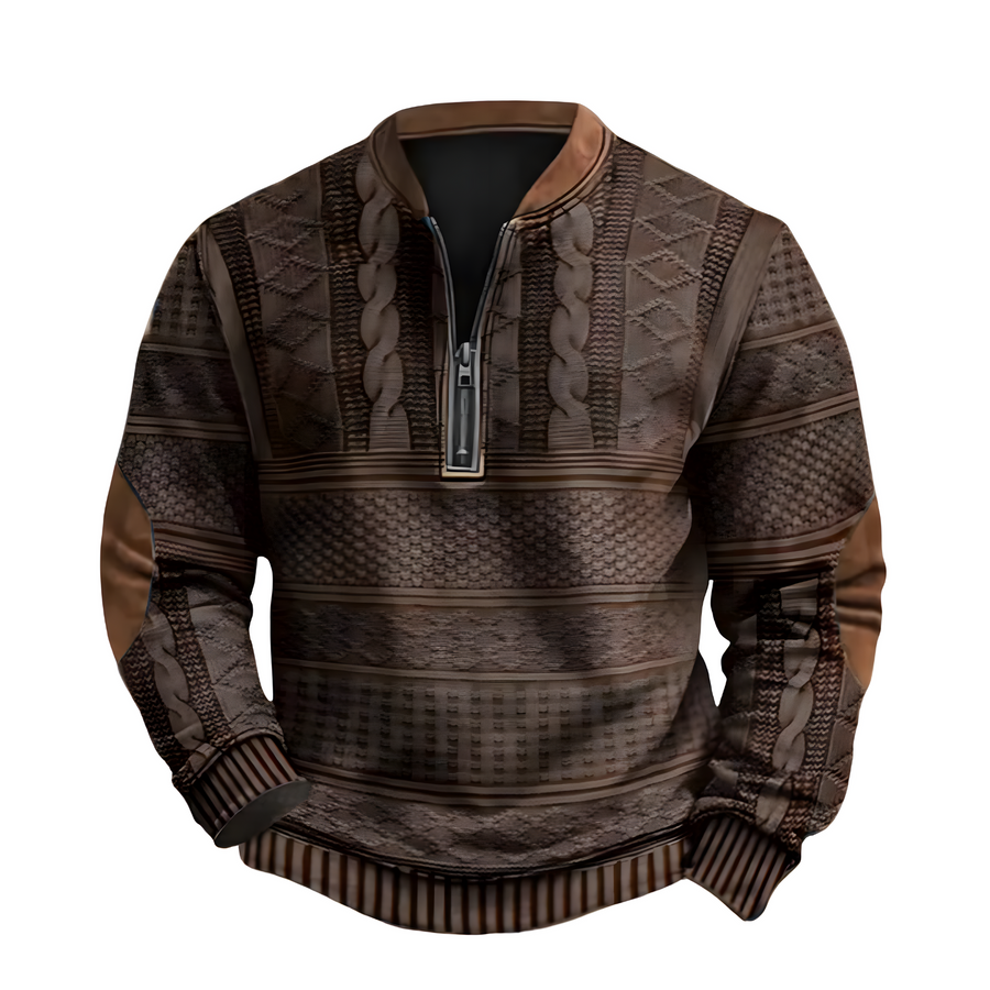 Adrian Strickpullover mit Reißverschlussdetail | Braun