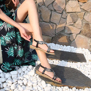 Damen Sandalen im Boho-Stil mit glitzernden Applikationen Heidi-Mode