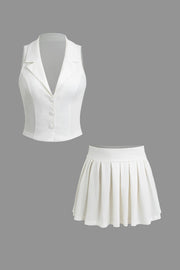 Zoey | Elegantes Zweiteiler-Set mit Weste & Faltenrock