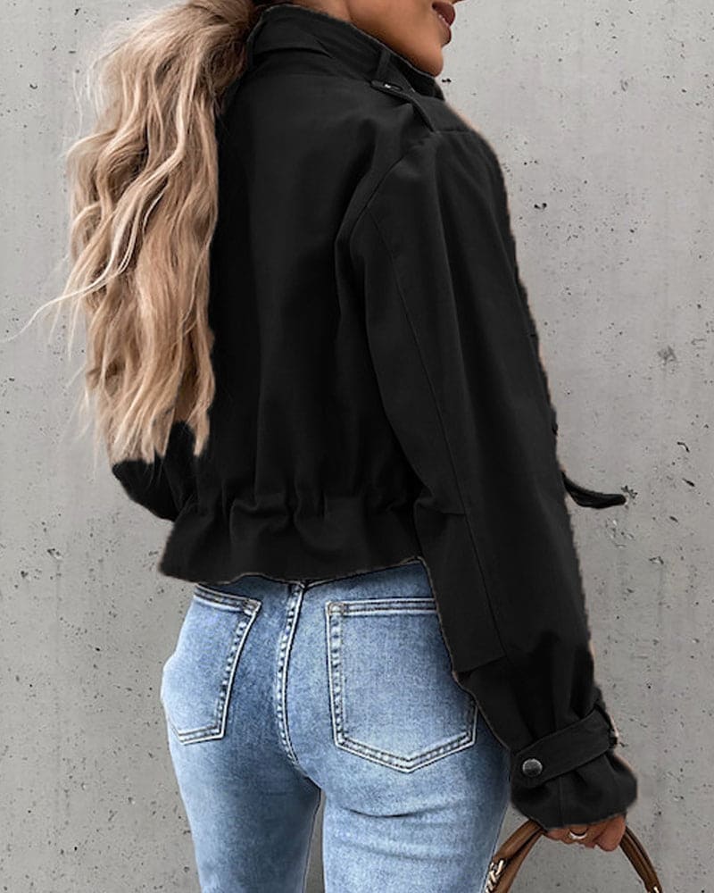 Stylische Beschnittene Übergangsjacke für Damen | mit Taschen