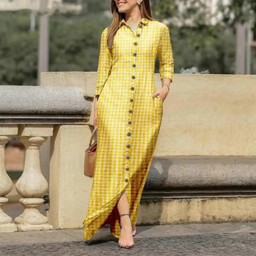 Elegantes - rosafarbenes, leichtes Hemdblusenkleid mit Karokragen und Knöpfen für dich