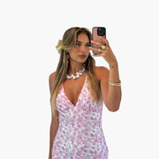 Spitzen-Maxikleid - Damen Stil mit V-Ausschnitt und Eleganz