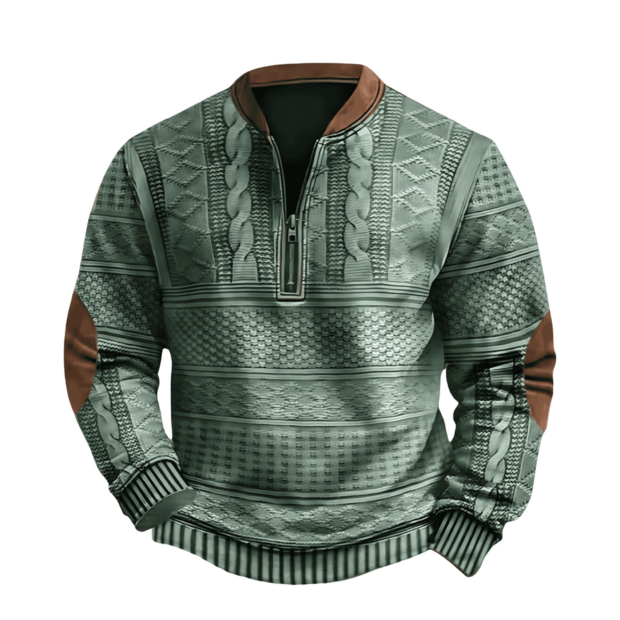 Adrian Strickpullover mit Reißverschlussdetail | Grün