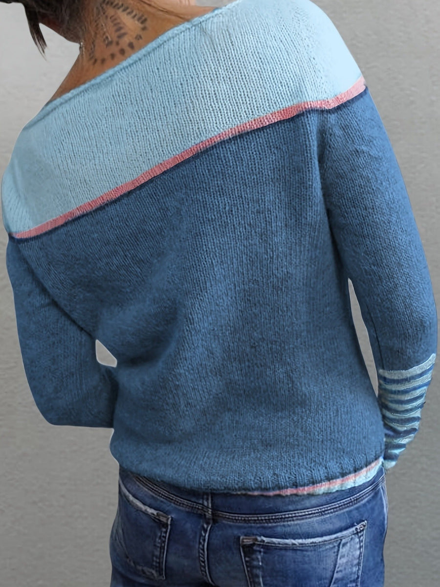 Mia | Eleganter Pullover Damen breit und gestreift