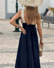 Ärmelloses Maxikleid für Damen mit gekreuztem Rücken