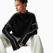 Gabrielle - Gerippter Strickpullover mit Schnürdetail an der Seite