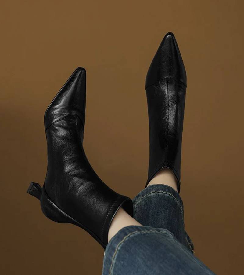 Lielah – Lederstiefelette Mit Reißverschluss