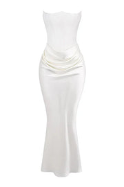 Trägerloses Satin-Maxikleid im Korsettstil für Damen