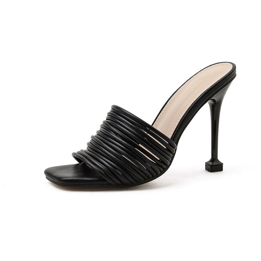 Damen-Sandalen mit Absatz und gepolsterten Riemen im Slipper-Stil - Renata