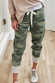 Heidi-Mode | Lässig Camouflage Druck Draw String Capri Patchwork Hosen