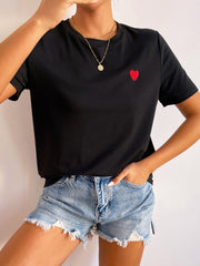 Basic Damen T-Shirt mit Herz-Detail – Minimalistisch, Casual & Kombinationsstark