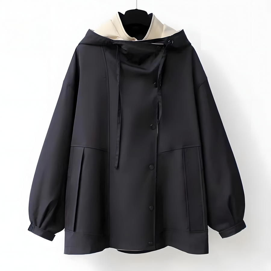 Aleera Elegante Windjacke mit Wetterschutz | Schwarz