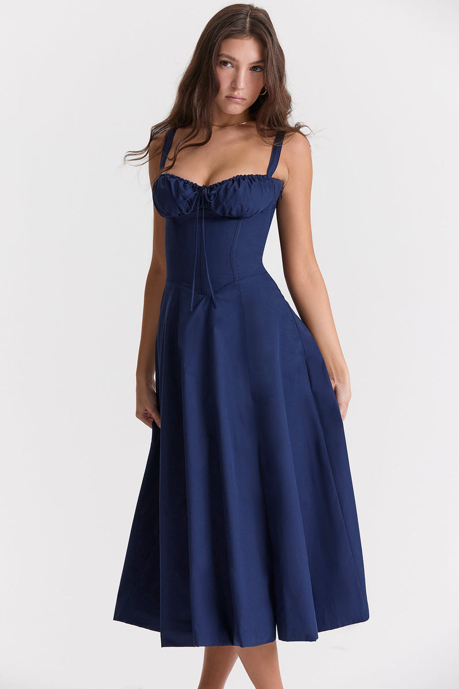 Merle - Midikleid mit tailliertem Oberteil und ausgestelltem Rock | Minikleid mit Spaghettiträgern