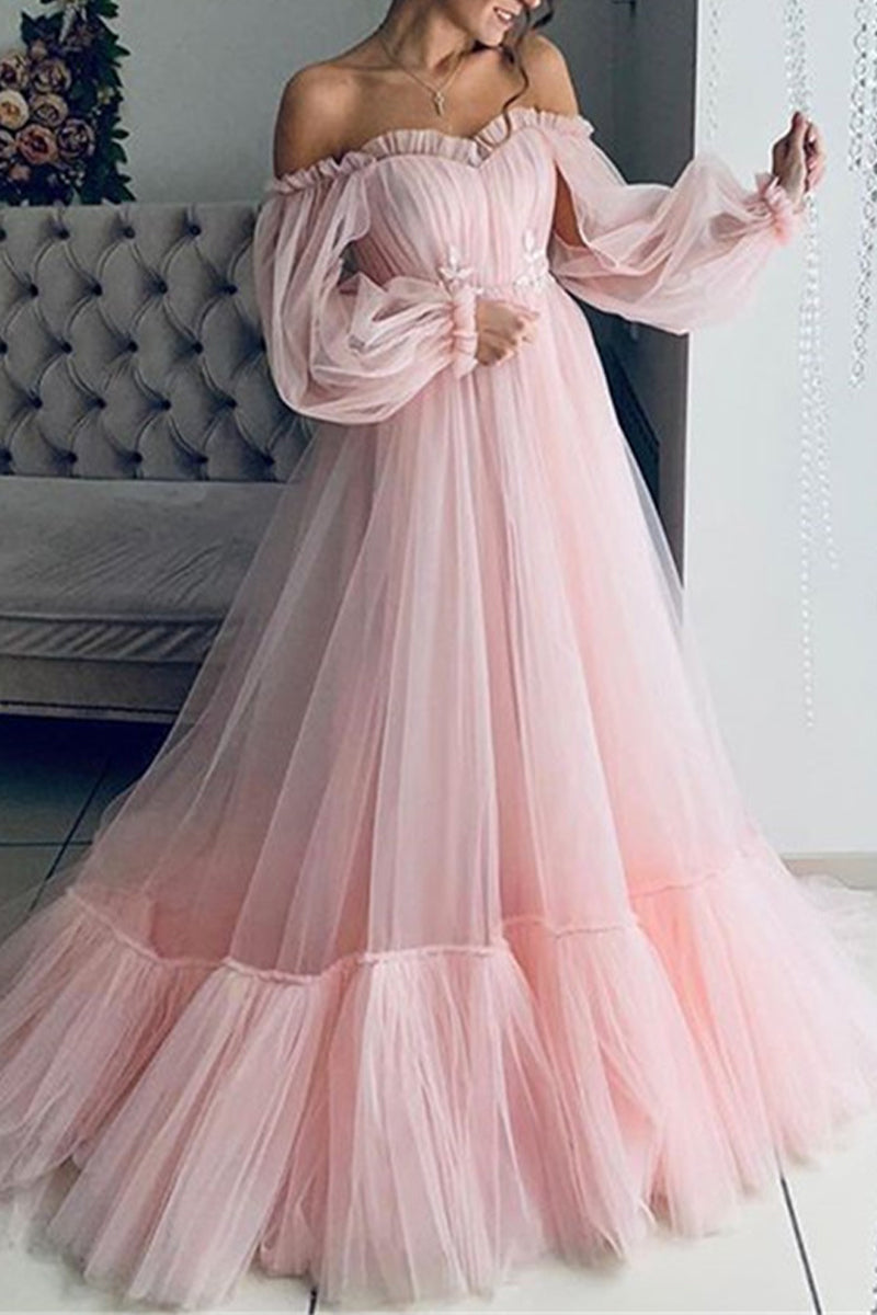 Heidi-Mode | Elegantes Formelles Einfarbiges Patchwork Off-Shoulder Abendkleid Kleider - 3 Farben
