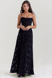 Vintage Cremefarbenes Maxikleid aus Spitze für Damen – Elegant und fließend