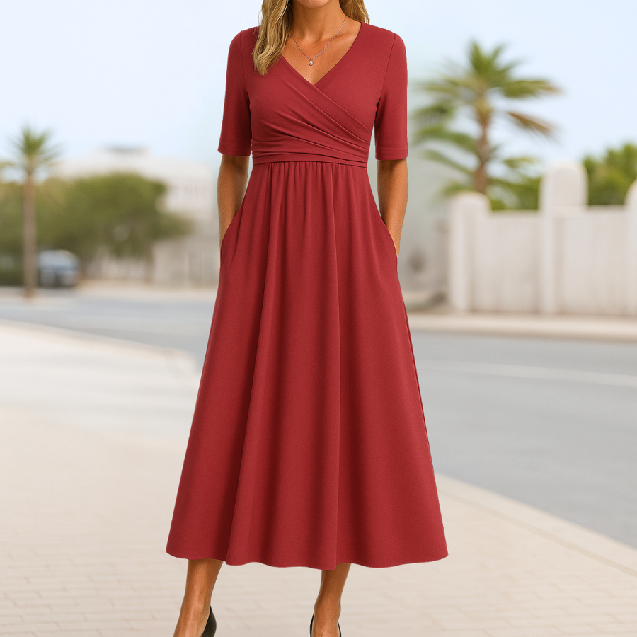 Monique | Kurzärmliges Crossover-Kleid