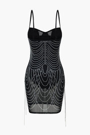 Celeste | Strassverziertes Mesh-Minikleid – Glitzernder Glamour für unvergessliche Nächte