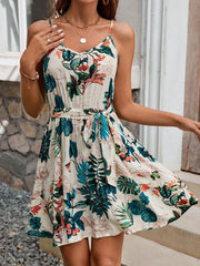 Patricia – Boho Cami Kleid Damen Tropenmuster Mit Gürtel