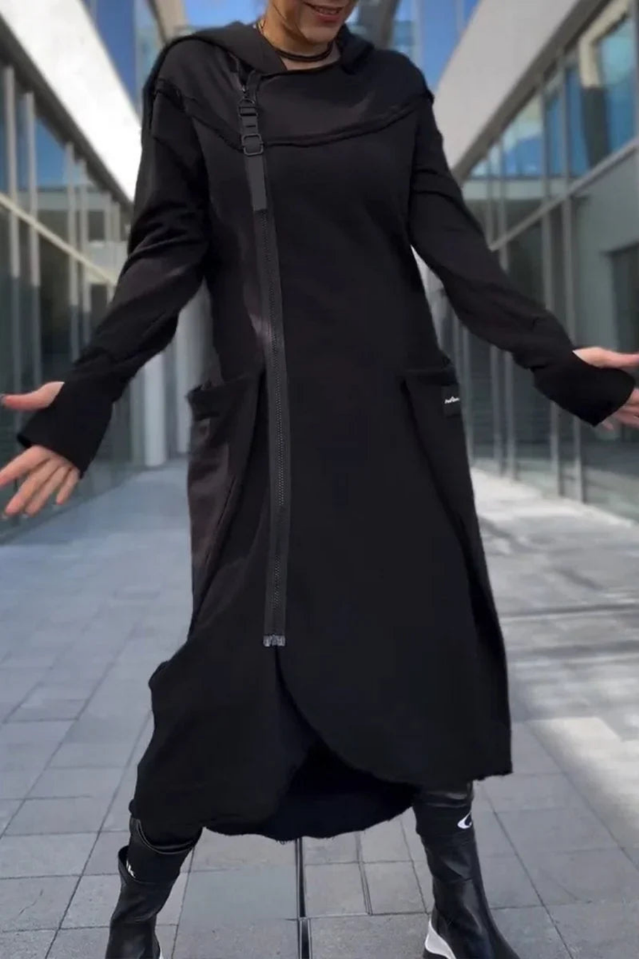Nana Hoodie mit Reißverschluss | Schwarz