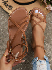 Susanne | Damen Frühlings-Flache Sandalen mit Riemen
