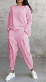 Loungewear-Set Aus T-Shirt Und Hose Für Damen | Langarm