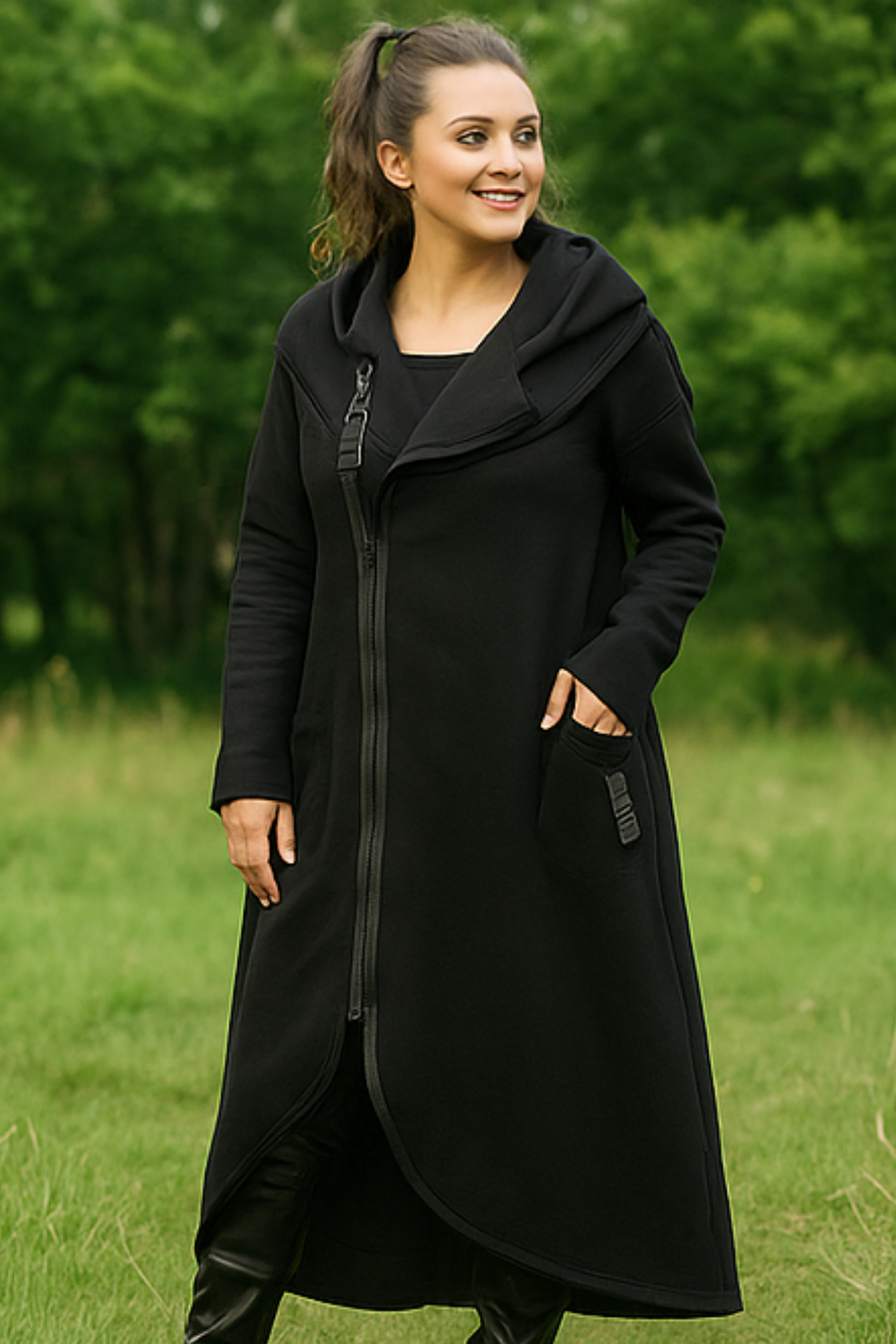 Nana Hoodie mit Reißverschluss | Schwarz