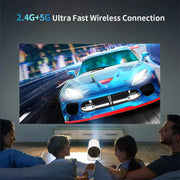 Avelena | Tragbarer 4K Smart Projektor mit Wifi & Bluetooth 180 Grad Projektionswinkel Autofokus