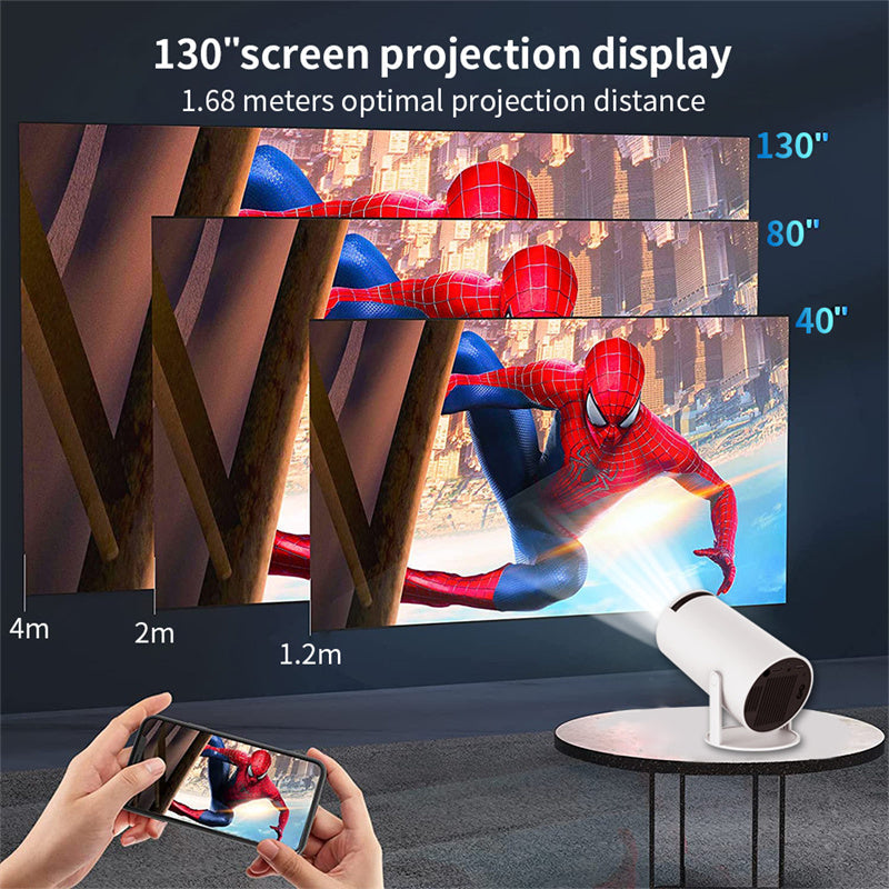 Avelena | Tragbarer 4K Smart Projektor mit Wifi & Bluetooth 180 Grad Projektionswinkel Autofokus