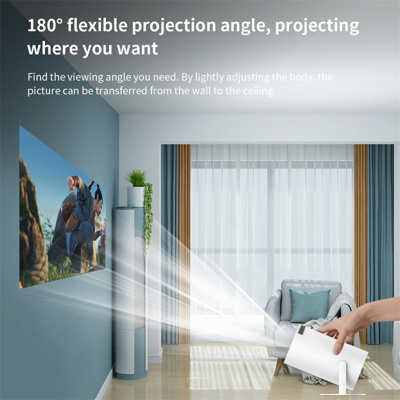 Avelena | Tragbarer 4K Smart Projektor mit Wifi & Bluetooth 180 Grad Projektionswinkel Autofokus